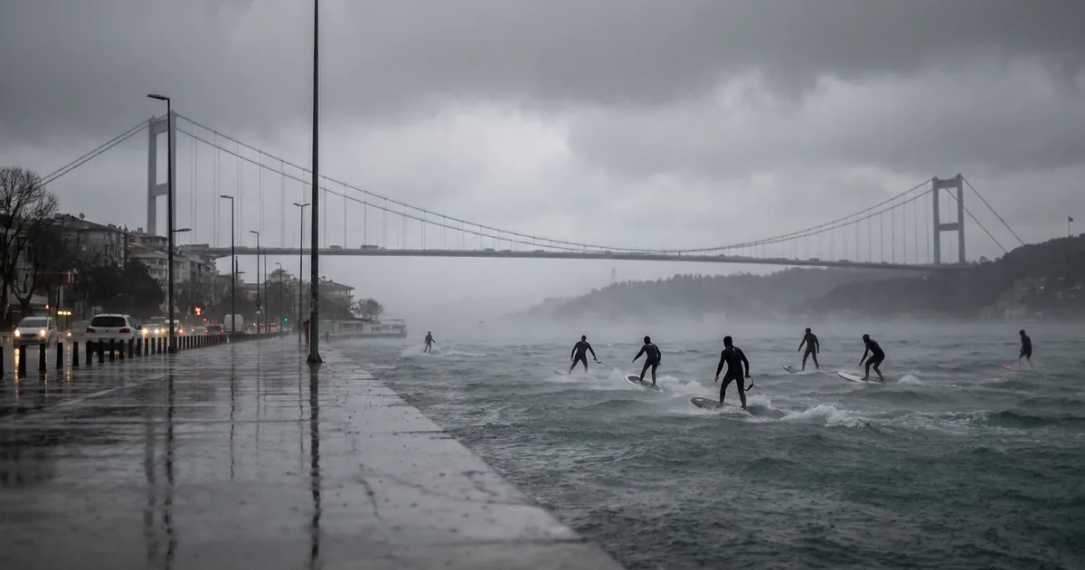 Sert rüzgar ve yağmurun ortasında adrenalin dolu anlar