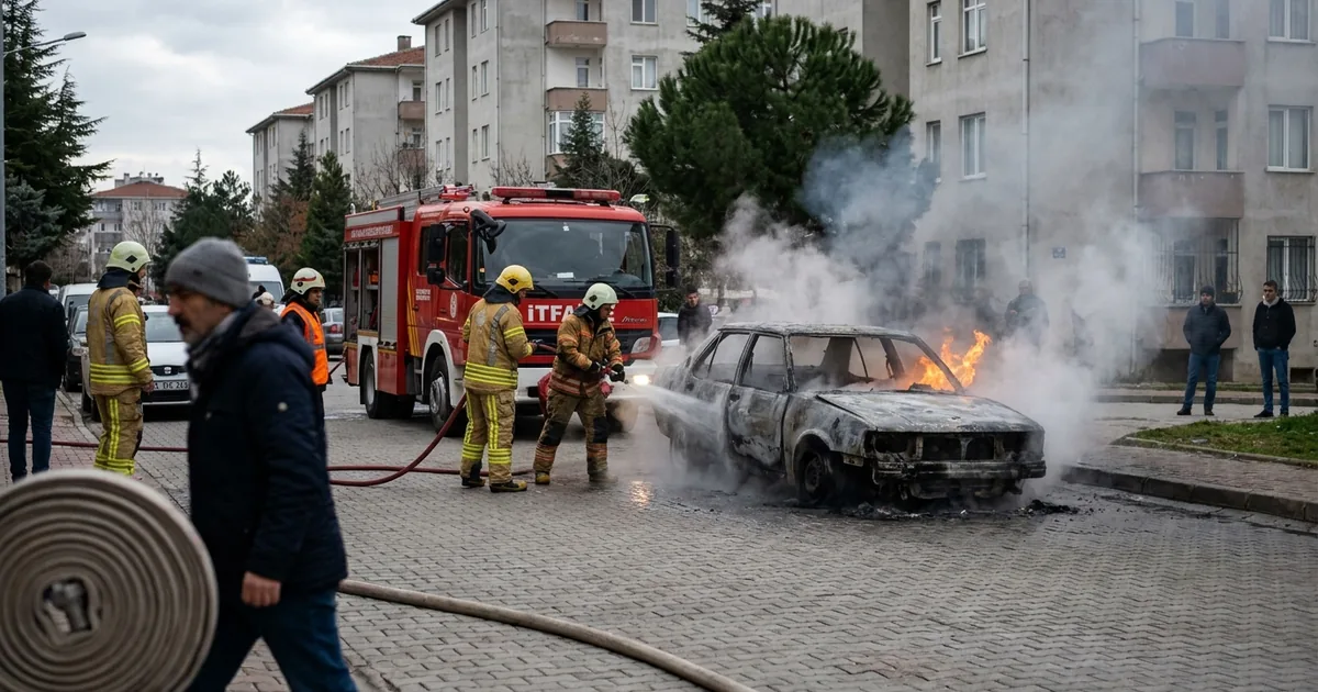 İtfaiye ekipleri Burhaniye'deki araç yangınını söndürdü - Manisa Bakış
