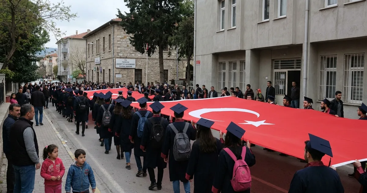 Manisa'da öğretmen adayları 200 metrelik bayrak açtı