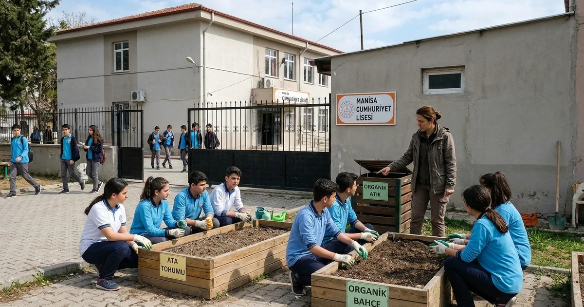 Manisa’da okul bahçesi üretim ve geri dönüşüm merkezine dönüştü