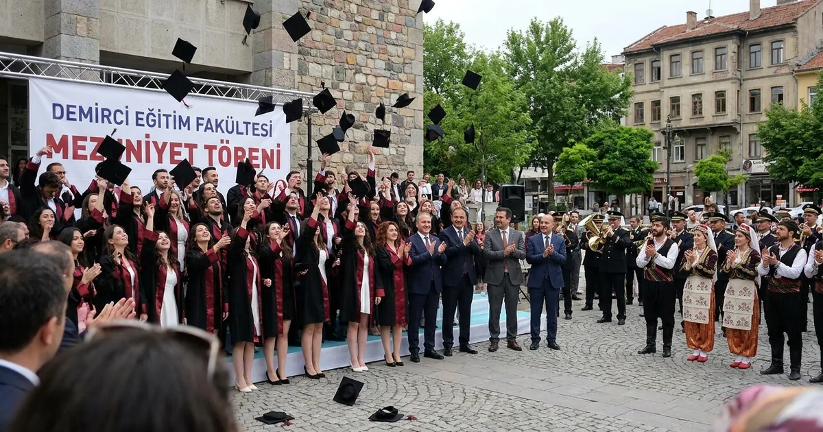 Manisa Demirci’de 503 öğrenci keplerini havaya fırlattı