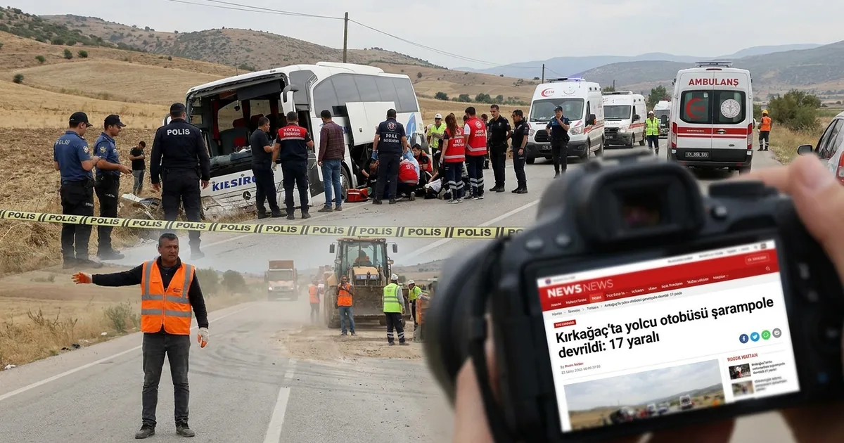 Kırkağaç'ta yolcu otobüsü şarampole devrildi: 17 yaralı - Manisa Bakış