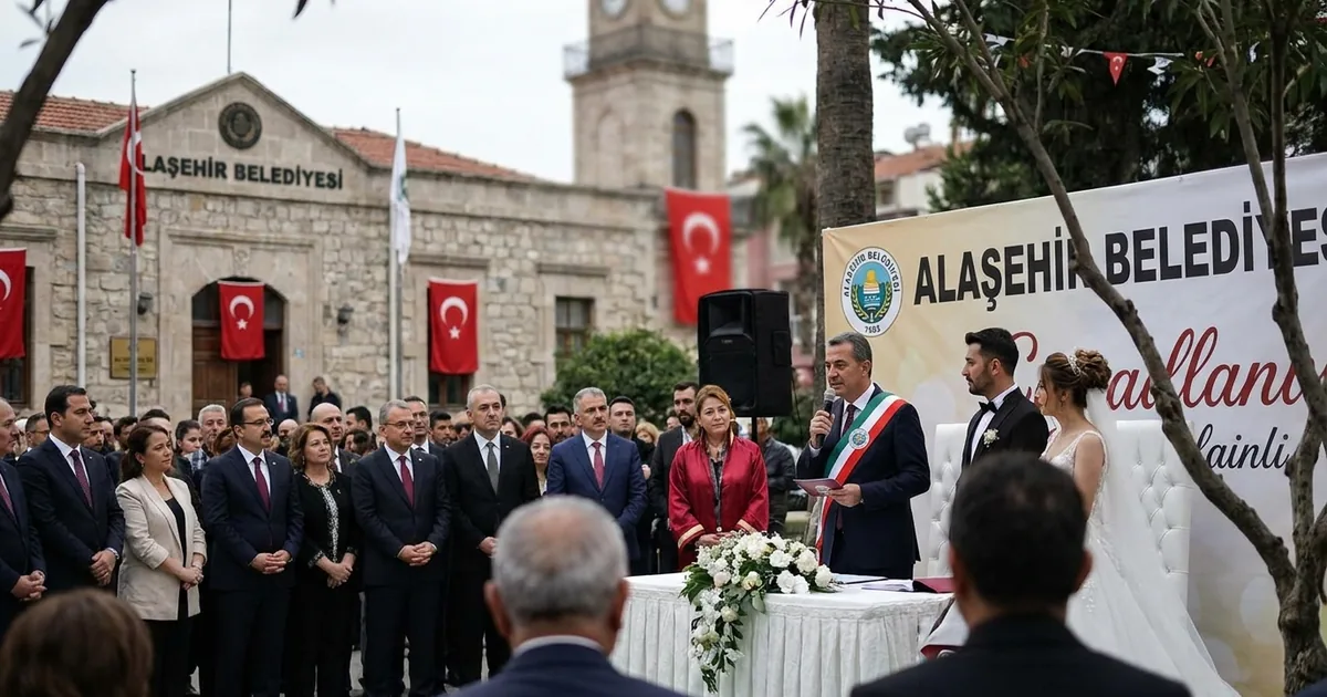 Alaşehir Cumhuriyet Parkı'nda duygusal nikah töreni - Manisa Bakış