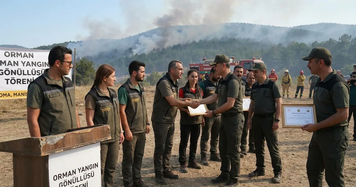 Soma’da orman yangını gönüllülerine resmi unvan töreni