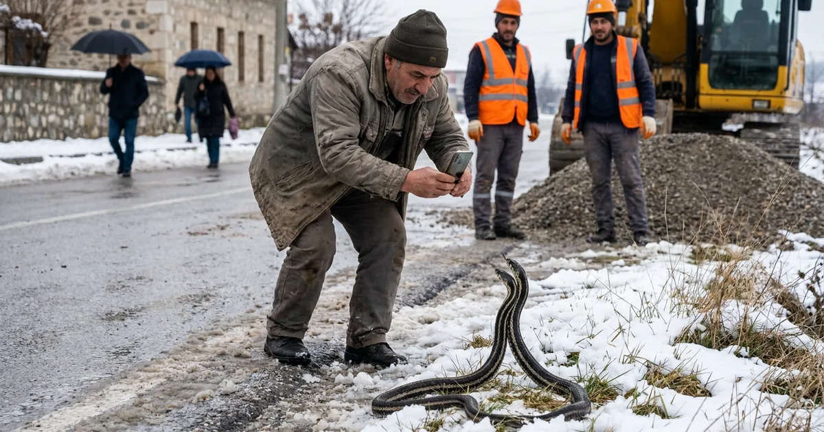 Manisa'da Nadir Görüntü: Zehirli Engerek Yılanlarının Aşk Dansı! - Manisa Bakış