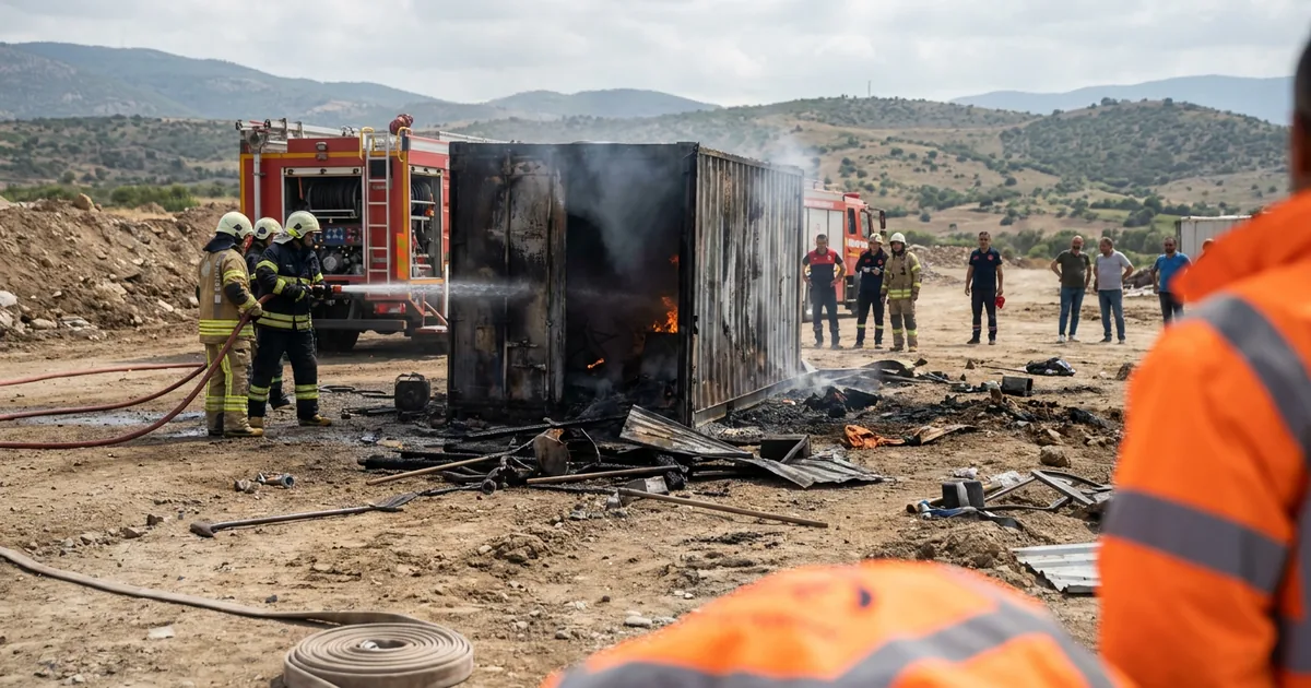 Yunusemre Akgedik'te İnşaat Konteynerinde Yangın Çıktı - Manisa Bakış