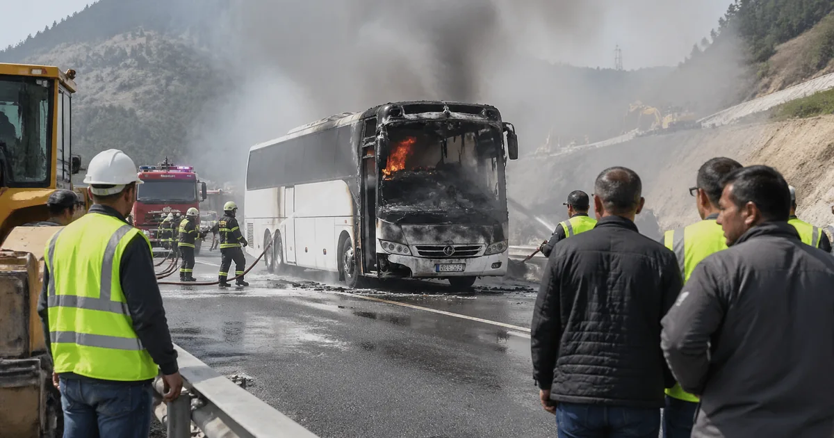 Marmaris yolunda otobüs yangını: Yolcular son anda kurtuldu